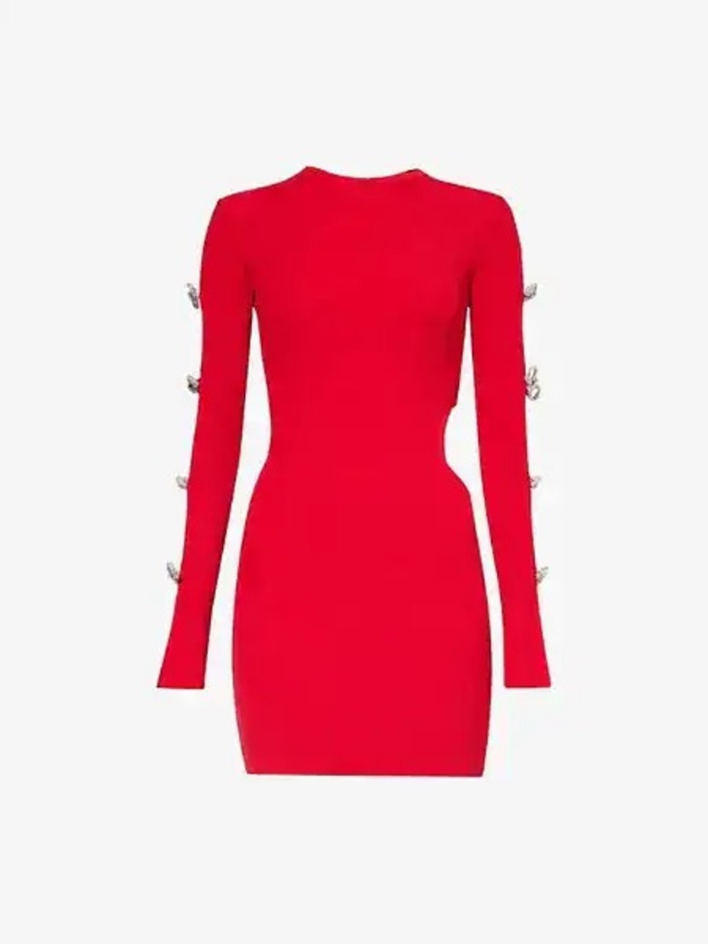 $1416 Mach&Mach Bow-Embellished Cut-Out Ribbed-Knit Mini Dress size us8